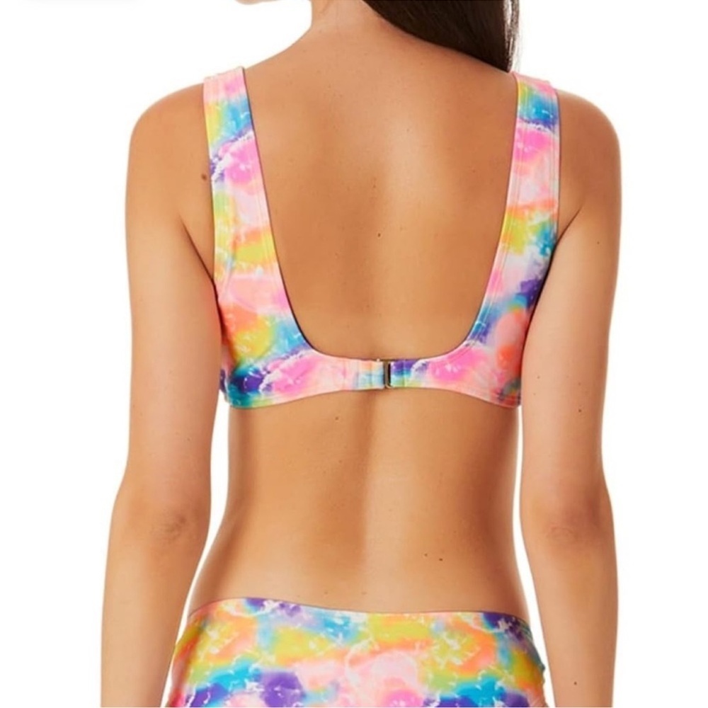 Neon Tie Dye Front Knot Bikini Top NWT - Picture 4 of 6